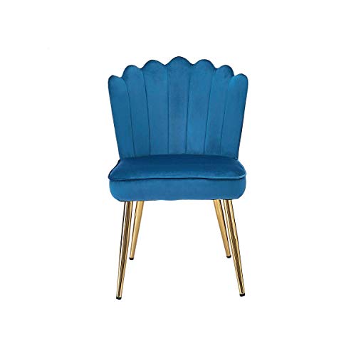 CangLong Velvet Accent Chair for Living Room/Bed Room/Guest Room, Upholstered Mid Century Modern Leisure Chair with Metal Legs Guest Chair Vanity Chair, Teal Blue