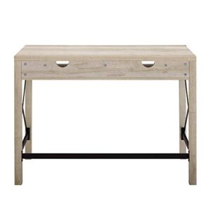 Walker Edison Callum Modern Farmhouse Metal X Writing Desk, 42 Inch, White Oak