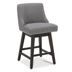 chita counter height swivel barstool,26″ h seat height upholstered bar stool,fabric in fog