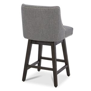 CHITA Counter Height Swivel Barstool,26" H Seat Height Upholstered Bar Stool,Fabric in Fog