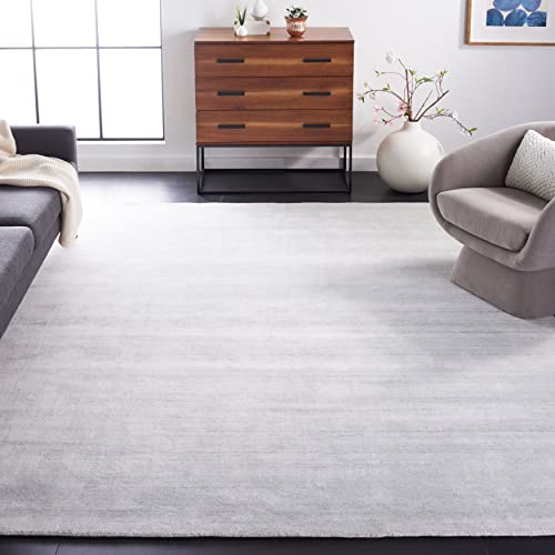 SAFAVIEH Mirage Collection 9' x 12' Silver MIR550E Handmade Modern Wool & Viscose Area Rug