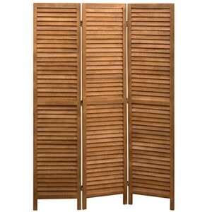 alimorden 5.7 ft 3 panels room dividers, vintage natural wooden privacy screen, folding wall divider, space seperate