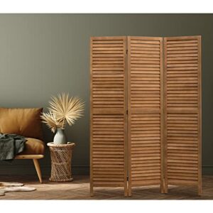 ALIMORDEN 5.7 Ft 3 Panels Room Dividers, Vintage Natural Wooden Privacy Screen, Folding Wall Divider, Space Seperate