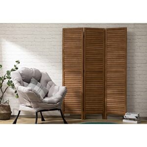 ALIMORDEN 5.7 Ft 3 Panels Room Dividers, Vintage Natural Wooden Privacy Screen, Folding Wall Divider, Space Seperate