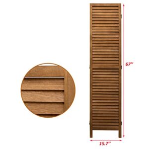 ALIMORDEN 5.7 Ft 3 Panels Room Dividers, Vintage Natural Wooden Privacy Screen, Folding Wall Divider, Space Seperate