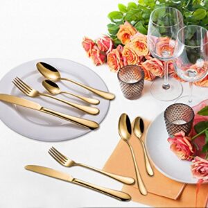 Flatware Set, Magicpro Modern Royal 45-Pieces gold Stainless Steel Flatware for Wedding Festival Christmas Party, Service For 8