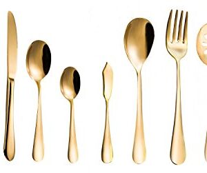 Flatware Set, Magicpro Modern Royal 45-Pieces gold Stainless Steel Flatware for Wedding Festival Christmas Party, Service For 8