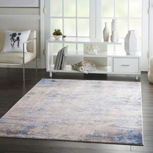 nourison silky textures distressed blue/ivory/grey 9’3″ x 12’9″ area rug (9′ x 13′), 9’3″x12’9″,