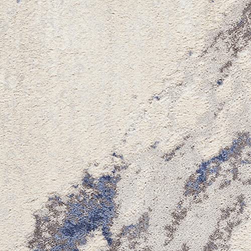 Nourison Sleek Textures Abstract Blue/Ivory/Grey 9'3" x 12'9" Area -Rug, Easy -Cleaning, Non Shedding, Bed Room, Living Room, Dining Room, Kitchen (9x13)