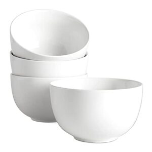 dowan 30 ounces deep soup bowls set of 4-5.8″ large cereal bowls – ceramic bowls for oatmeal, salad, ramen, noodle, rice – dishwasher & oven safe (white)
