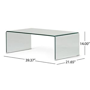 Christopher Knight Home Pazel 12mm Tempered Glass Coffee Table, Clear