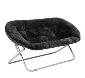 urban shop faux fur double saucer chair, black