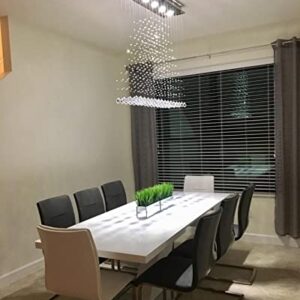 7PM Rectangle Chandeliers for Dining Room, 6-Light Modern K9 Crystal Chandeliers, Raindrop Chandeliers, Dimmable, Adjustable Color Temperature, Pendant Lights for Kitchen Island, L40 x W10 x H40