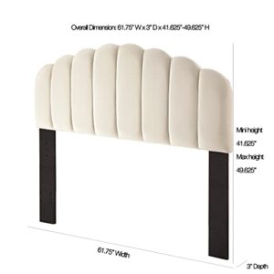 Ball & Cast Tufted Velvet Upholstered Headboard Channel, Queen Full Size Bed Adjusted Height 42-50 inch, Cream