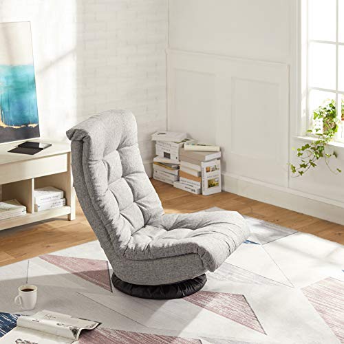 Amazon Basics Swivel Foam Lounge Chair - with Headrest, Adjustable, Grey