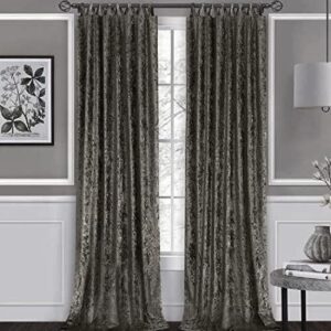 vickers harper criss-cross 84 inch velvet solid tab top single curtain panel in grey