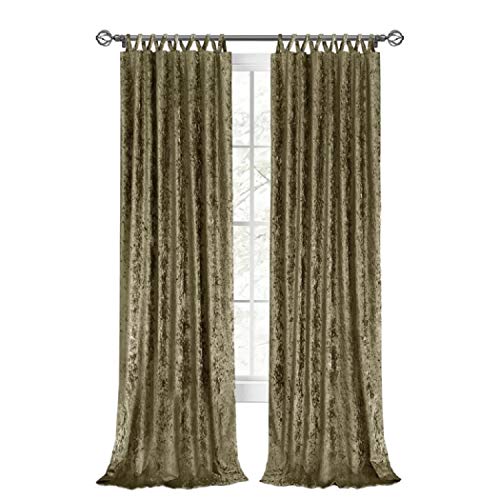 Vickers Harper Criss-Cross 84 Inch Velvet Solid Tab Top Single Curtain Panel in Grey