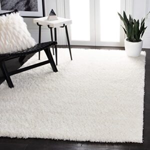 safavieh charlotte shag collection 4′ x 6′ white sgc720w non-shedding living room bedroom dining room entryway plush 2-inch thick area rug