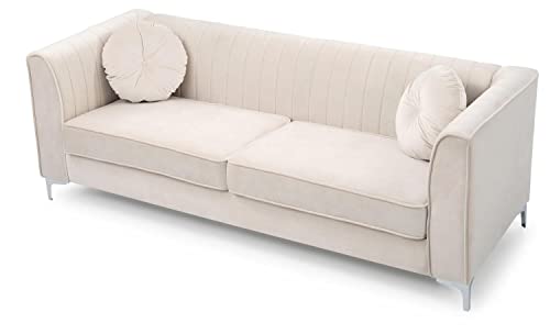 Glory Furniture Delray Sofa, Ivory. Living Room Furniture, 3 Seater