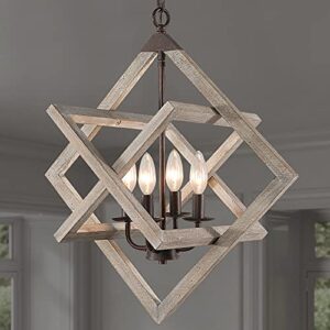 rustic wood farmhouse chandelier vintage geometric lantern pendant light dining room lighting fixtures ceiling for kitchen island foyer entryway
