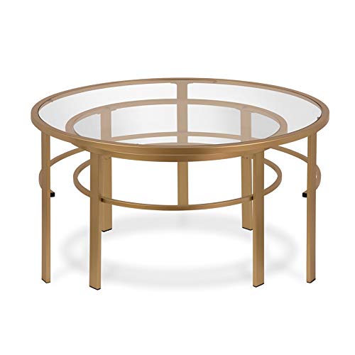 Henn&Hart Round Nested Coffee Table in Brass, Coffee Table coffee tables for living room, studio apartment essentials