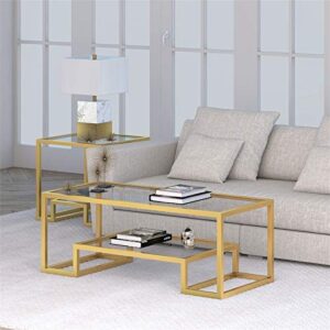 Henn&Hart 45" Wide Rectangular Coffee Table in Brass, Modern coffee tables for living room, studio apartment essentials