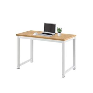 coral flower modern studio collection soho computer office desk simple study table sturdy writing desk workstation for home office, 47 inch, walnut with white metal frame