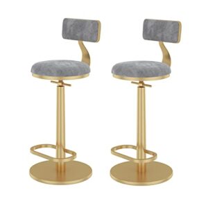 zdxy bar stools set of 2, counter height upholstered seat, backrest counter height adjustable swivel bar chair, velvet cloth kitchen counter stools dining chairs ( color : gray ), grey