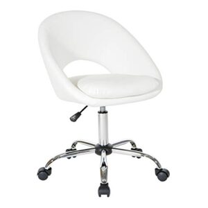 osp home furnishings milo office chair,adjustable height, engineered wood, faux leather, chrome, fabric, white