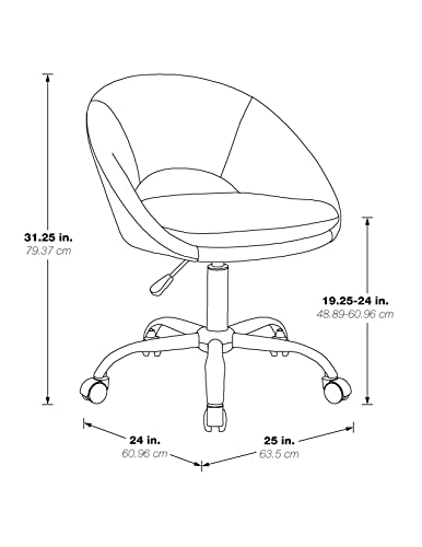 OSP Home Furnishings Milo Office Chair,Adjustable Height, Engineered Wood, Faux Leather, Chrome, Fabric, White