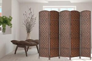 legacy decor 5 panels room divider privacy screen weaved bamboo fiber brown color 5.9 ft high x 7.2 ft wide