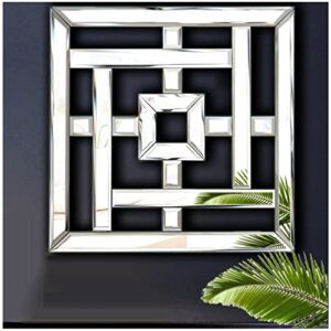 zolapi square wall mirror,gorgeous contemporary decorative mirror,silver mirror strip accent mirror for bedroom/bathroom/living room(12”x12”)