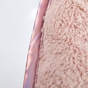 Urban Shop Faux Fur with Holographic Trim Foldable Saucer Chair, Blush