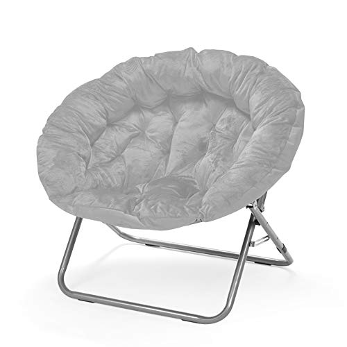 Urban Shop Micromink Oversized Moon Chair, Metal, Grey