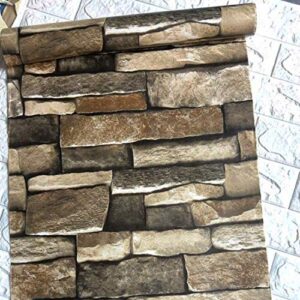 TUOKING 17.7 in x 32 ft Peel and Stick Wallpaper Self-Adhesive Removable Home Decoration, Stone Brick