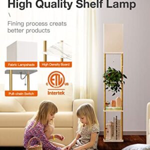 addlon Gold Floor Lamp, 4-Tier Display Floor Lamp with Shelves, LED Floor Lamp with 3CCT Bulb, Modern Floor Lamp for Bedroom, Livingroom and Office - Marble Texture & Gold Frame