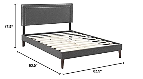 Modway Virginia Upholstered Queen Platform Bed Frame With Tapered Legs in Gray