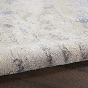 Nourison Silky Textures Distressed Blue/Ivory/Grey 7'10" x 10'6" Area Rug (8' x 11'), 7'10"X10'6",