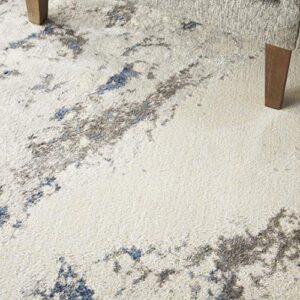 Nourison Silky Textures Distressed Blue/Ivory/Grey 7'10" x 10'6" Area Rug (8' x 11'), 7'10"X10'6",