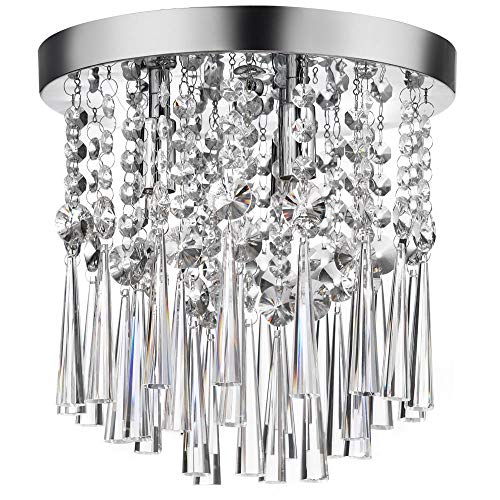 Dainolite JOS-10-3-FH-PC Josephine Crystal Flush Mount Fixture, 3-Light, Polished Chrome