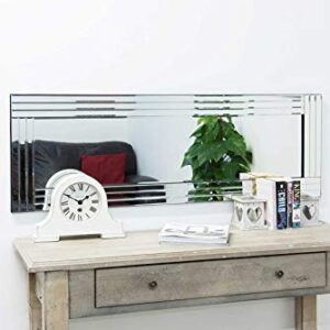 MirrorOutlet Large Frameless Venetian Edge Wall Mirror Modern 3Ft11 X 1Ft3 (119cm X 38cm), Metal, 119x38