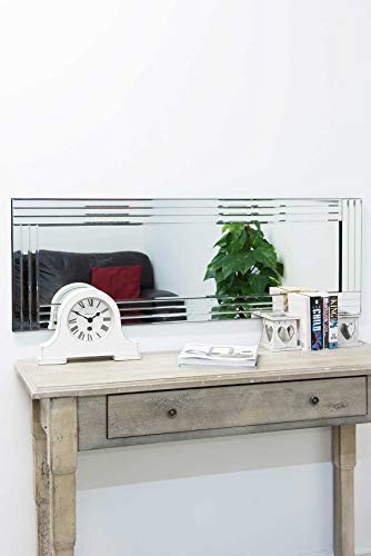 MirrorOutlet Large Frameless Venetian Edge Wall Mirror Modern 3Ft11 X 1Ft3 (119cm X 38cm), Metal, 119x38