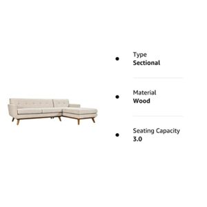 Modway Engage Mid-Century Modern Upholstered Fabric Right-Facing Sectional Sofa in Beige