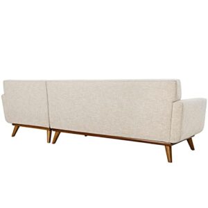 Modway Engage Mid-Century Modern Upholstered Fabric Right-Facing Sectional Sofa in Beige
