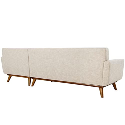 Modway Engage Mid-Century Modern Upholstered Fabric Right-Facing Sectional Sofa in Beige