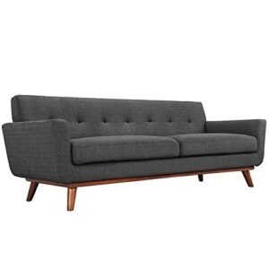 modway engage mid-century modern upholstered fabric sofa in gray