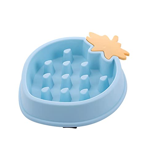 FUUIE Bowls for Food and Water Strawberry Shaped Pet Dog Feeding Food Bowls Anti-Slip Puppy Slow Down Eating Feeder Dish Bowl Prevent Obesity Pet Dogs Supplies (Color : Blue)