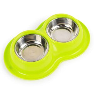 FUUIE Bowls for Food and Water Stainless Steel PP Double Bowls Food Anti Ants Water Dog Bowl Cat Feeder Cat Pet Bowl (Color : Blue)