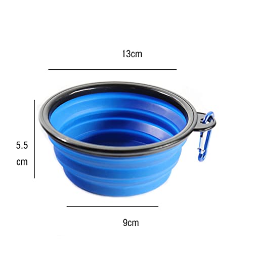 MMOOCO Bowls, Folding Dog Bowl Silicone Pet Bowl Outdoor Travel Portable Dog Bowl Pet Water Bowl Puppy Food Container Feeder Dishes Bowl. (Color : Blue)