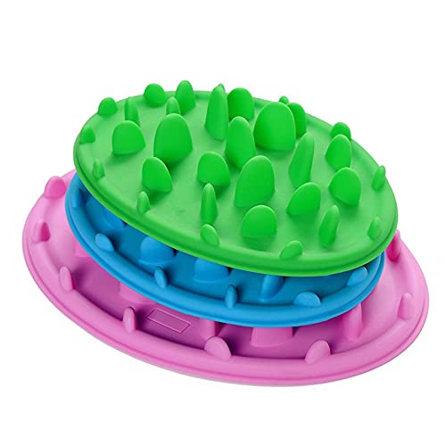 FUUIE Bowls for Food and Water Silicone Pet Dog Bowl Slow Feeder Lick Pad Pet Cat Bowl Dog Food Bowl Dog Slow Feeder Mat Bath for Dogs Accessories Pet Supplies (Color : Blue)